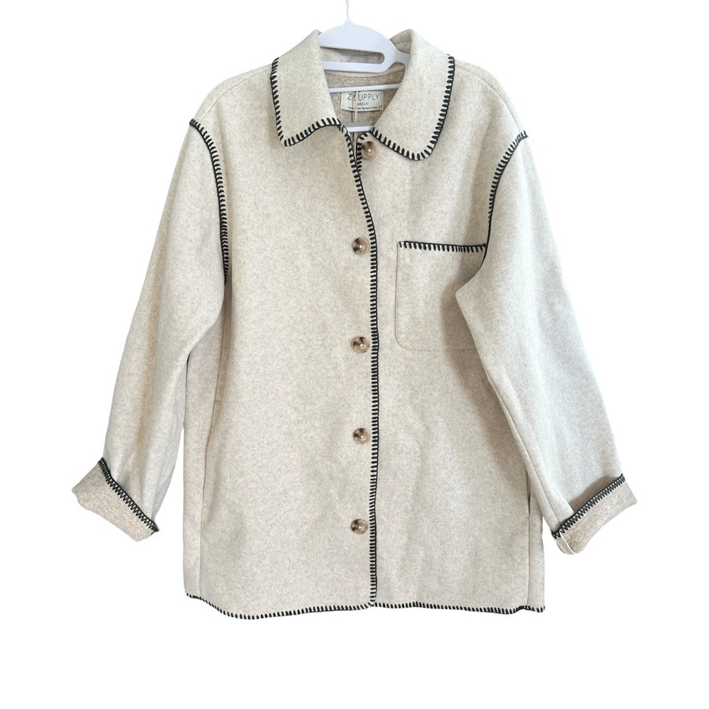 Z Supply NWT Olivia Whipstitch Jacket Oatmeal Heather Women’s Size M - Picture 2 of 8